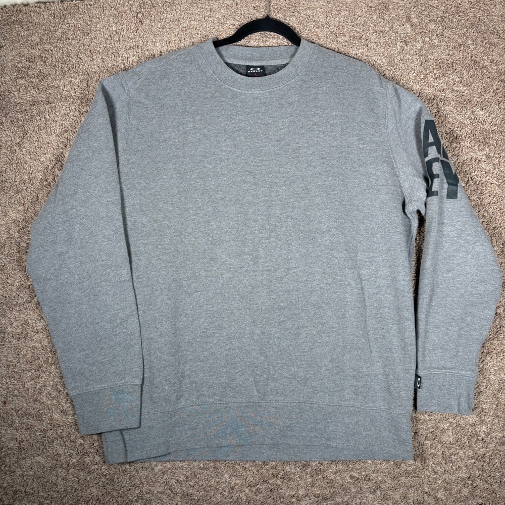 Oakley Mens XL Regular Fit Crewneck Sweatshirt‎ Gray Sleeve Graphic Logo
